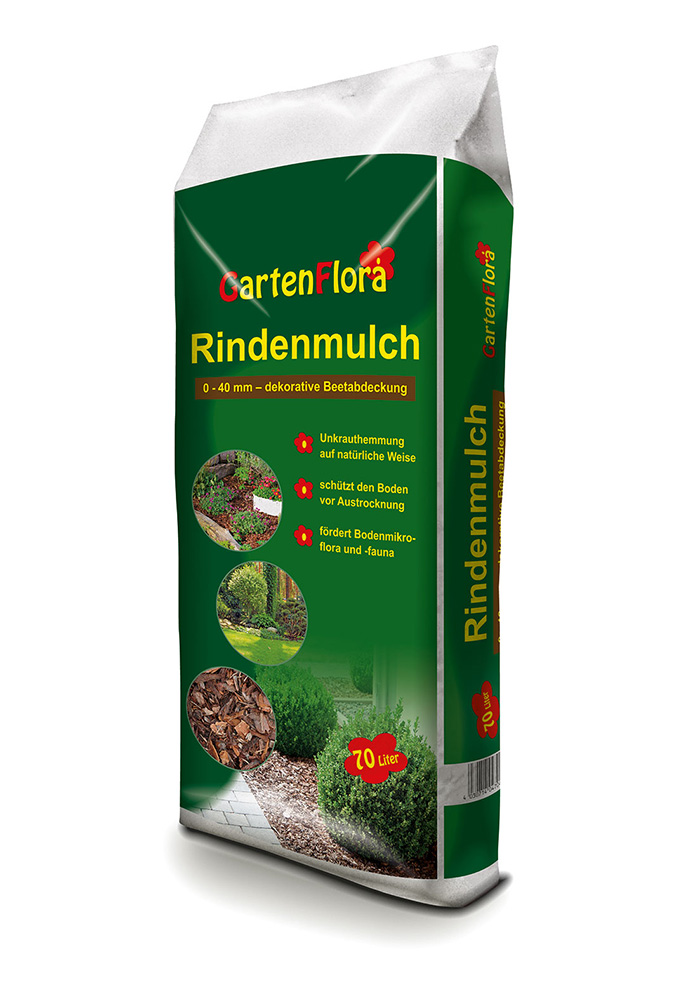 GartenFlora Rindenmulch 0-40 mm, 70 Liter aus dem Erdenwerk Bevermann