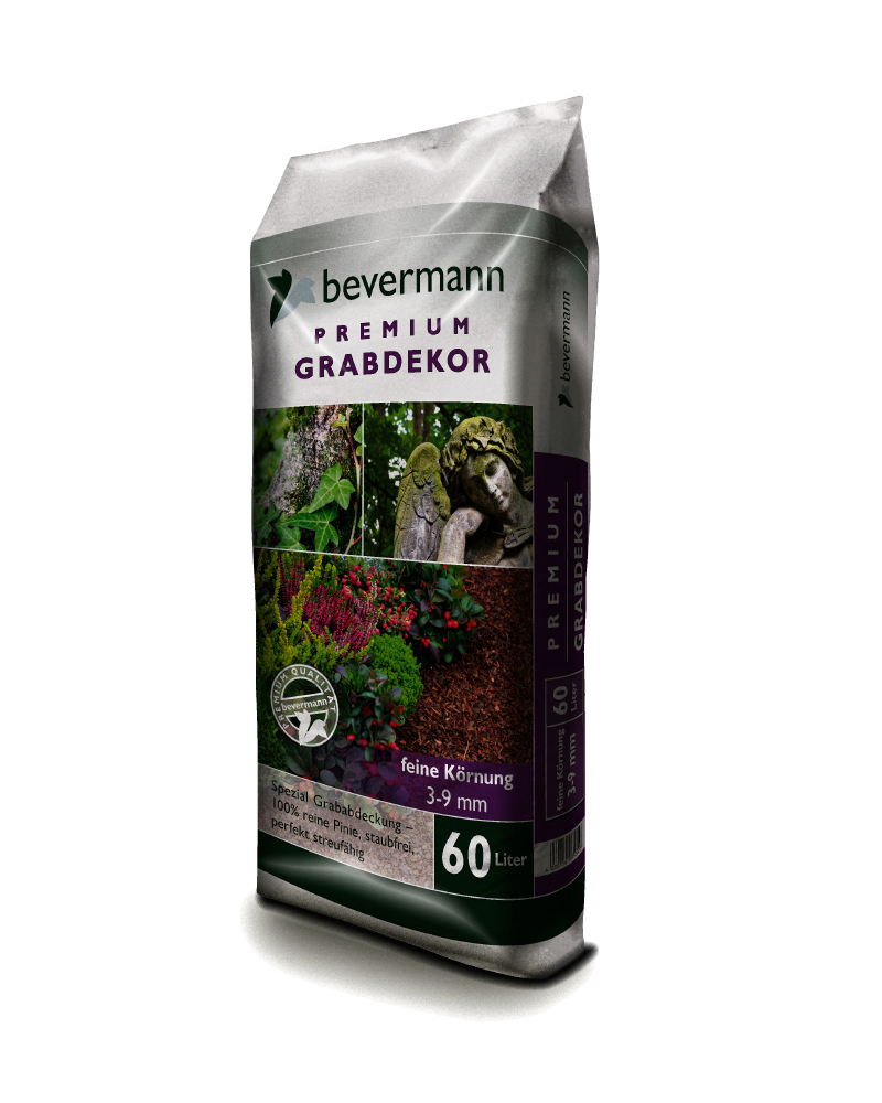 Bevermann Premium Grabdekor aus Pinienrinde fein 3-9 mm 60L