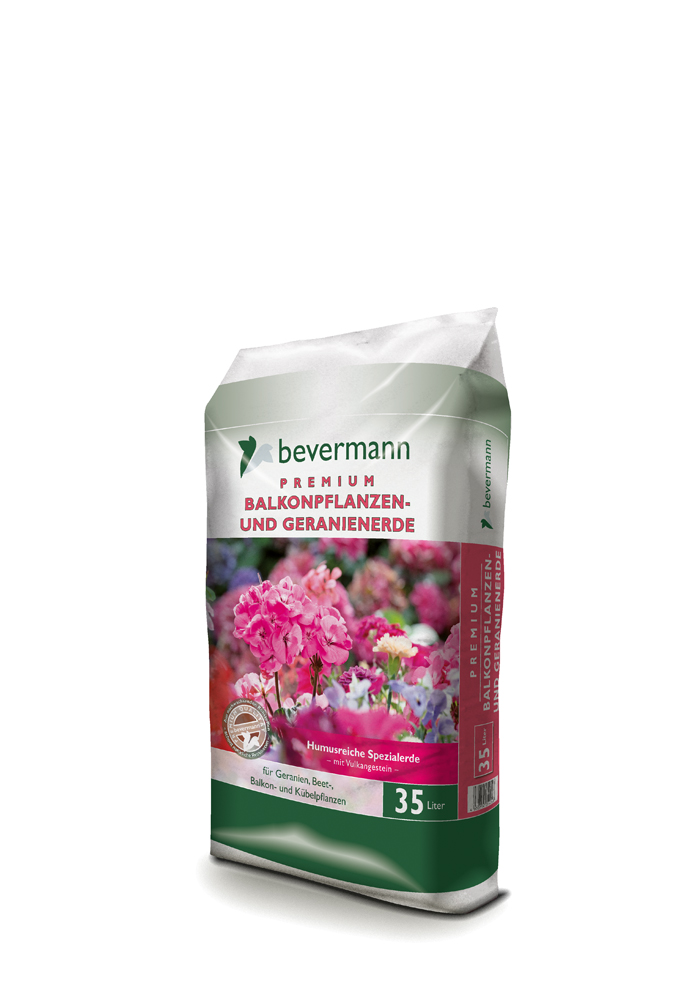 Foto vom Blumenerdensack: Bevermann Premium Balkonpflanzen- und Geranienerde 30 Liter