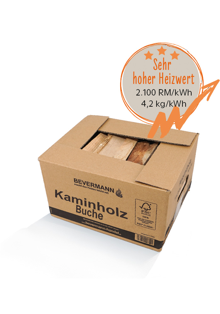 Kaminholz Buche im Karton von Bevermann Brennstoffe
