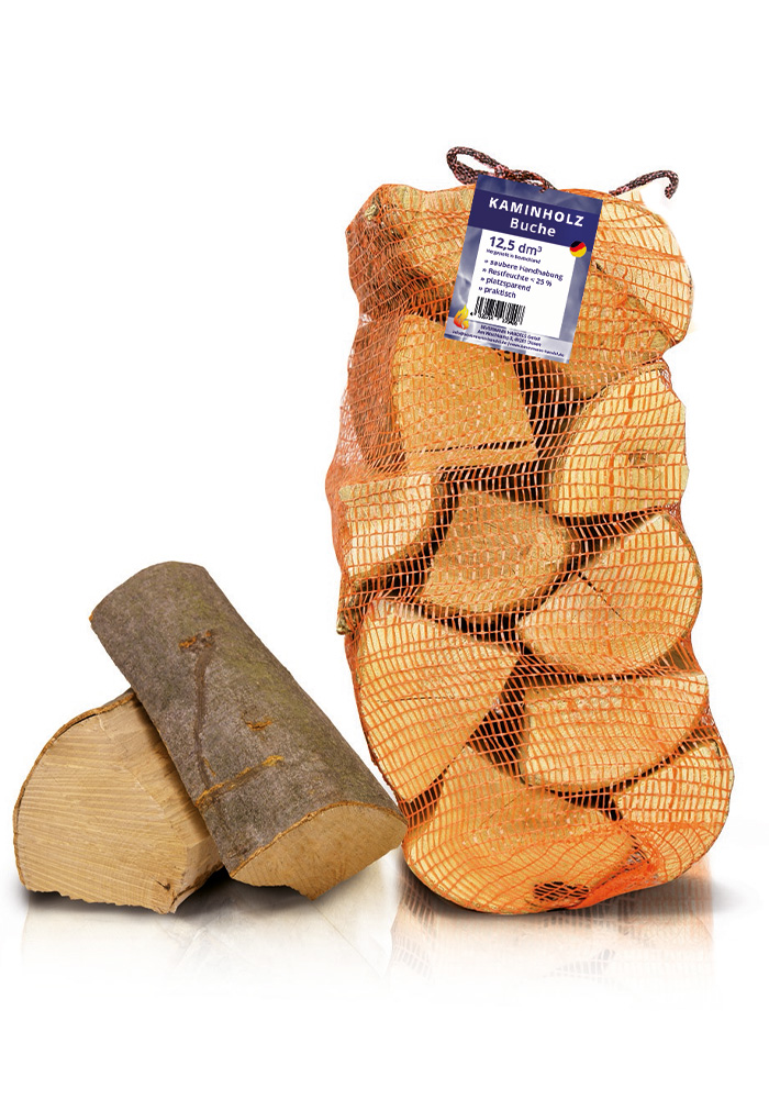Kaminholz Buchenholz im Netzsack von Bevermann Brennstoffe
